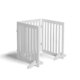 Charlie’s Pet Durable Wooden 3 Panel Freestanding Pet Gate – White