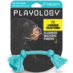 Playology Senior Dri Tech Dental Rope Peanut Butter Scented Dog Toy